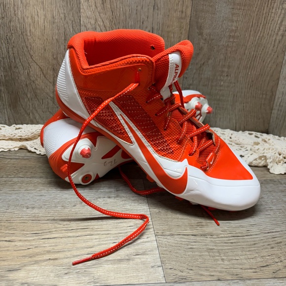 Nike Alpha Pro Football Cleats Men's Sz 15White/orange 599025-181 shoes*READ* - Picture 11 of 13